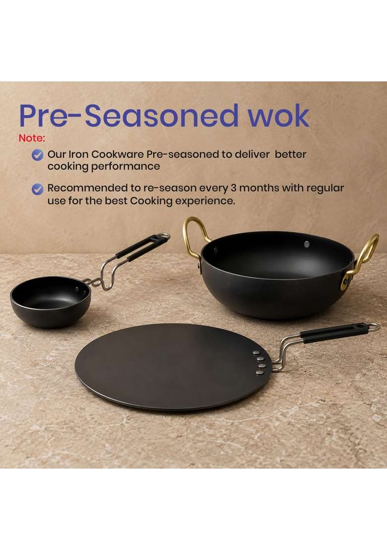 DOZY Iron Cookware | 3-Piece Set | Non-Toxic - Indya