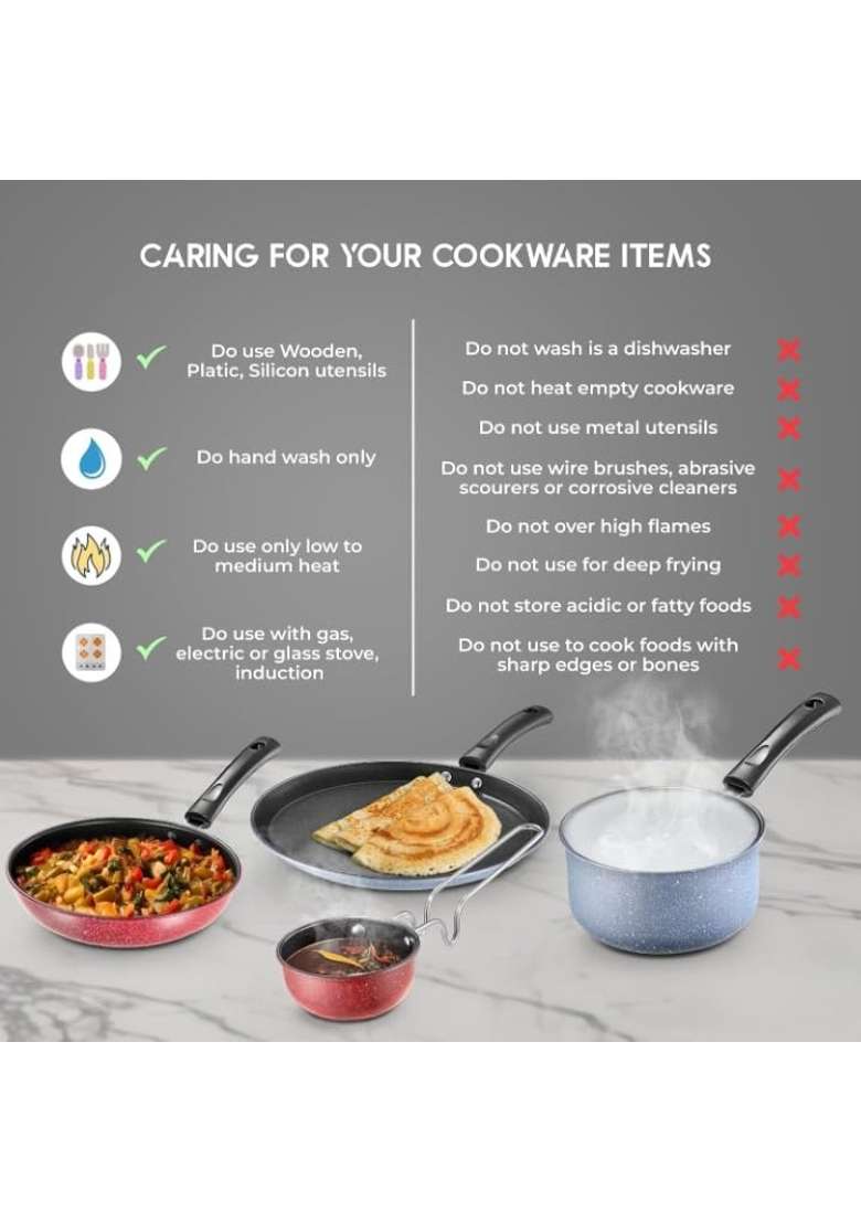 LAZYwindow Nonstick Set Tadka Pan - Indya