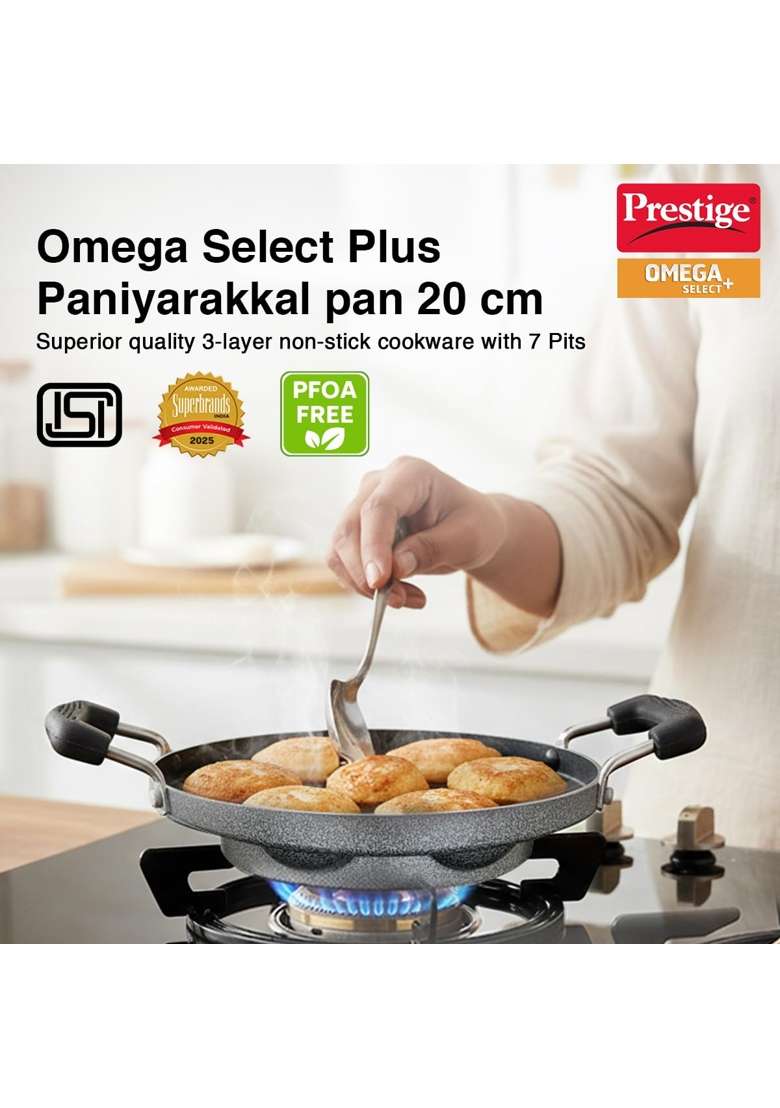 Prestige Omega Select Plus Non Stick Paniyarakkal | 20 cm | 7.9 Inch - Indya