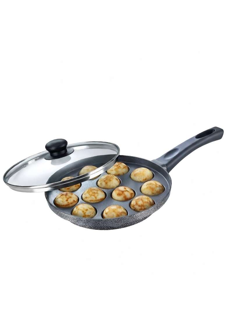 Prestige Non-Stick 12 Pits Paniyarakkal with Glass Lid | 24 cm | 9.4 Inch | PFOA Free - Indya