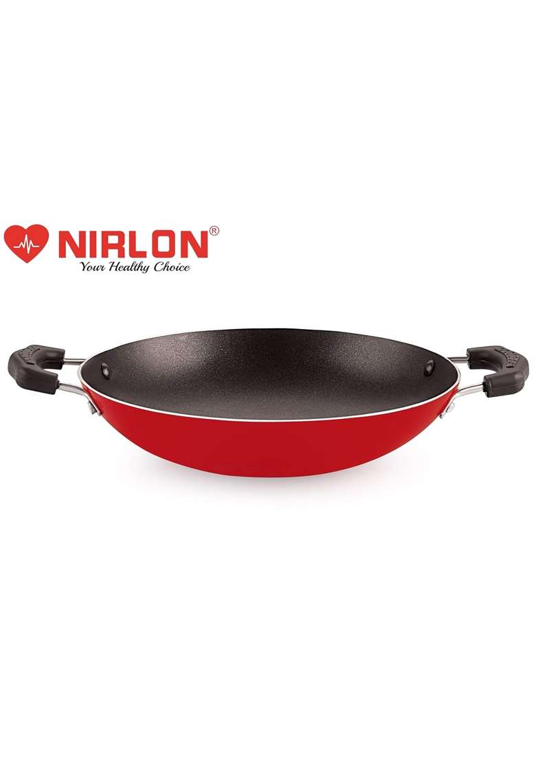 NIRLON Non Stick Aluminium Gas Compatible Appa Chatti Appam Pan Ebelskiver-Style Pan kallu with Steel Lid | 1 L | 1.1 Qt | 22.5 cm | 8.9 Inch - Indya