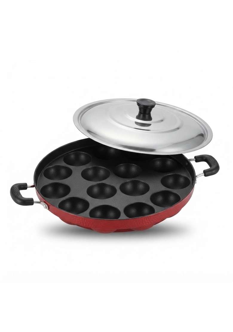 Drumstone 12 Cavity Non Stick Appam Patra with Lid - Indya