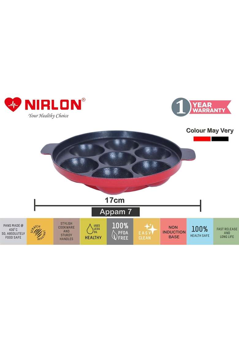 NIRLON Aluminium Non-Stick 7 Cavity Appam PatraPaniyarakkal - Indya