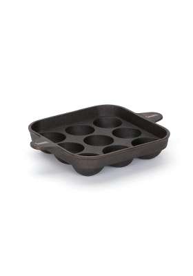 Sumeet Super Smooth Gold Series Pre Seasoned Cast Iron Appam Patra | 18.5 cm | 7.3 Inch