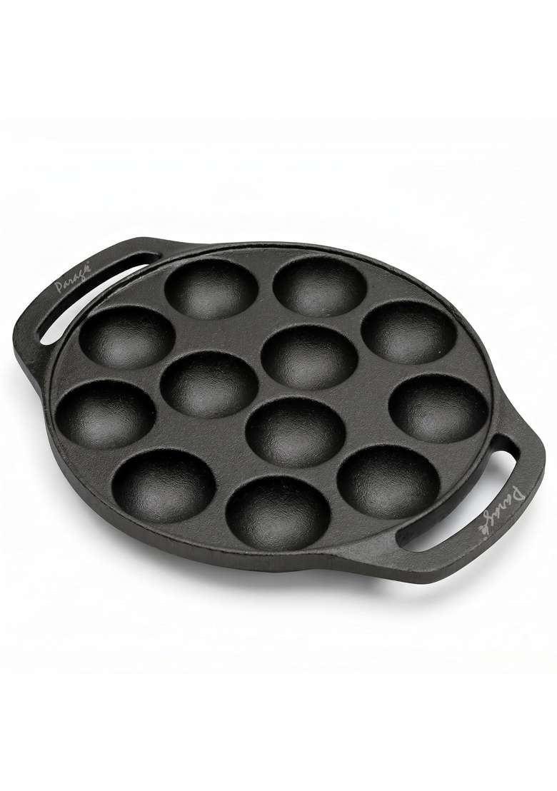 Parage IronCraft Cast Iron Appe Pan Ebelskiver-Style Pan 12 Cavity | Pre-Seasoned - Indya