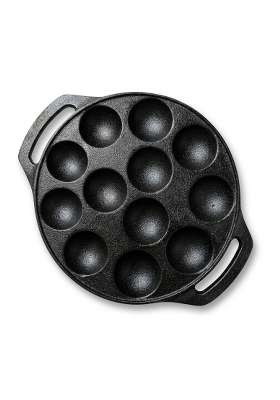 Drumstone 12 Cavity Cast Iron Paniyaram Pan Ebelskiver-Style Pan Pre Seasoned Appam Maker Induction Gas