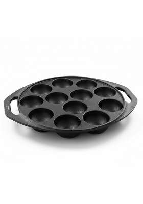 Drumstone Cast Iron Appe Pan Ebelskiver-Style Pan | 0.2 L | 0.2 Qt | Non-Stick