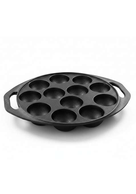 Drumstone Cast Iron Appe Pan Ebelskiver-Style Pan | 0.2 L | 0.2 Qt | Non-Stick