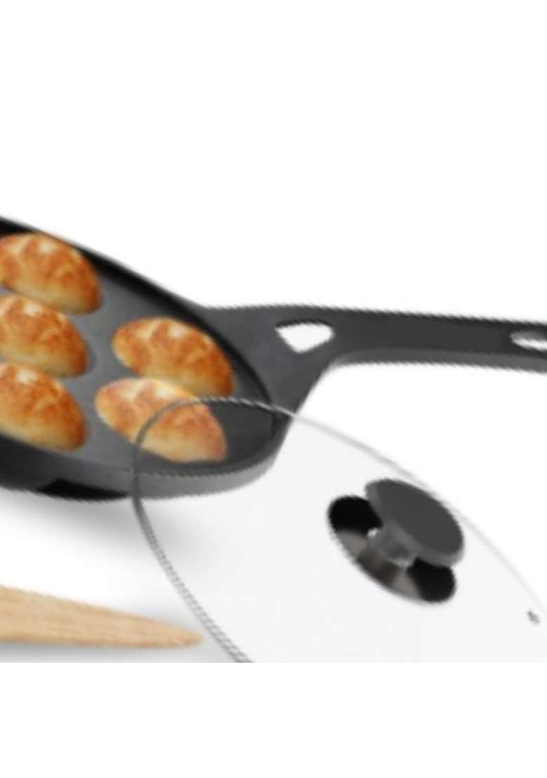 Drumstone Non Stick Cast Iron Paniyaram Appe Pan Ebelskiver-Style Pan | 1 L | 1.1 Qt - Indya