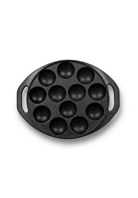 Drumstone 5 Pre-Seasoned Cast Iron Appam Pan Ebelskiver-Style Pan 12 Cavities | 22 cm | 8.7 Inch | Non-Stick