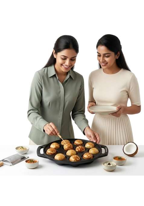 Drumstone Non Stick Appe Pan Ebelskiver-Style Pan | 0.2 L | 0.2 Qt