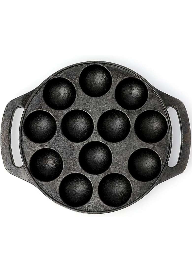 NYRA Kitchenware Cast Iron Appam Patra | Pre-Seasoned - Indya