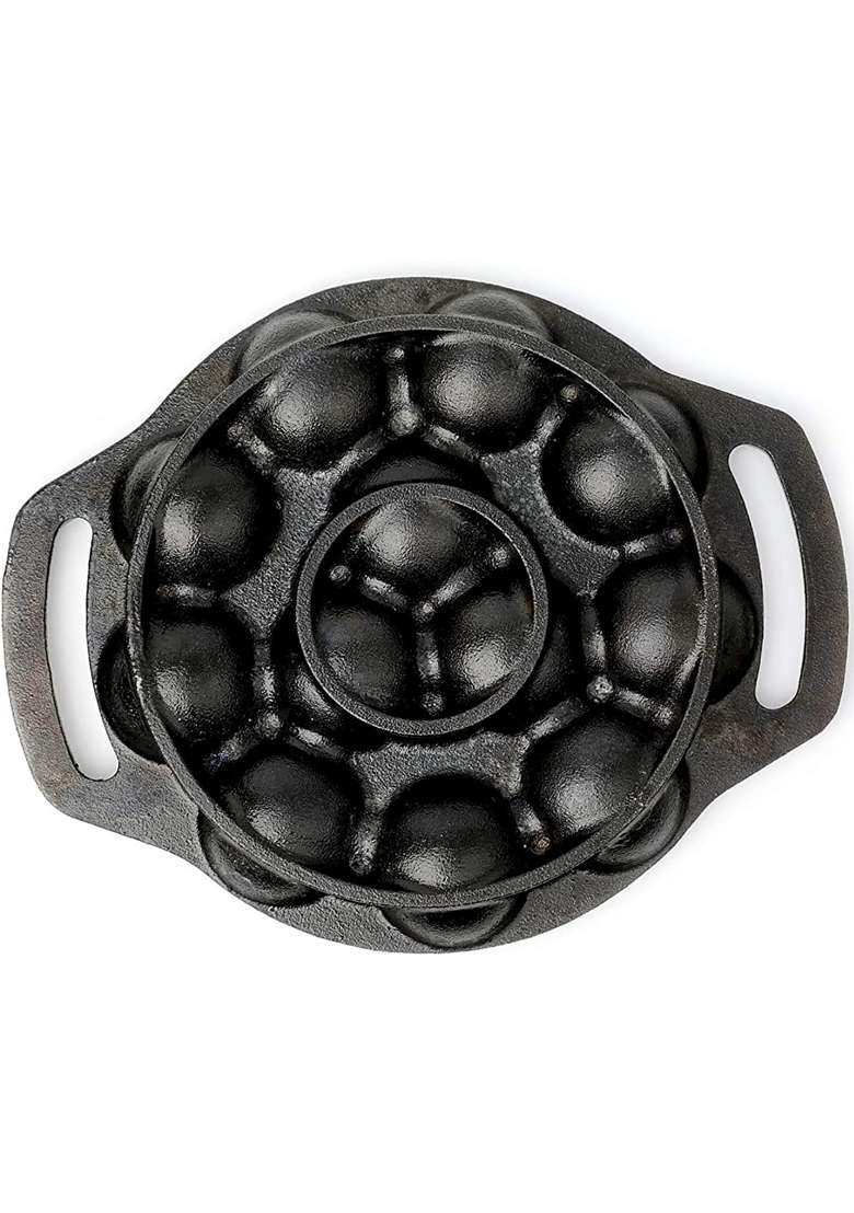 NYRA Kitchenware Cast Iron Appam Patra | Pre-Seasoned - Indya