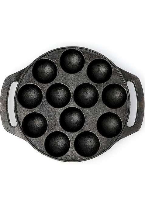 NYRA Kitchenware Cast Iron Appam Patra | Pre-Seasoned