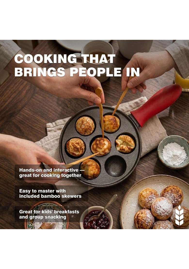 KUHA Cast Iron Aebleskiver Pan | Pre-Seasoned - Indya