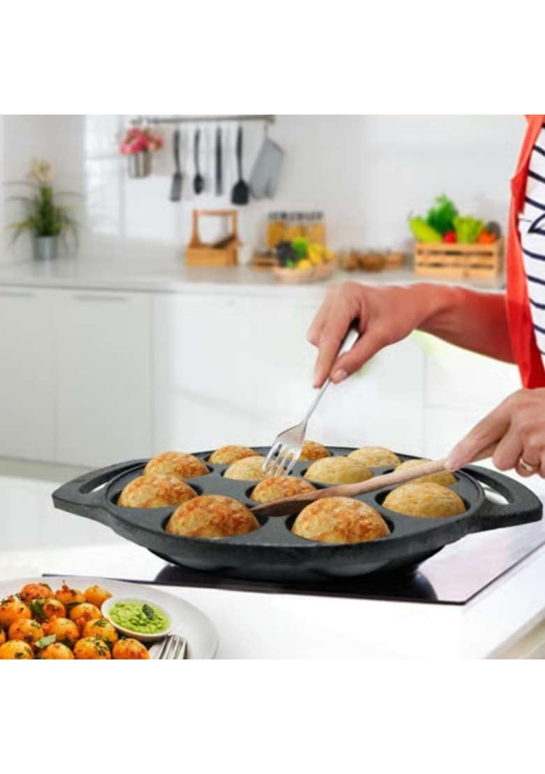 Drumstone Non Stick Appe Pan Ebelskiver-Style Pan | 0.2 L | 0.2 Qt - Indya
