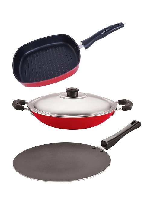 NIRLON Superior Quality Heat Resistance Non-Stick Appam Appachatti and Concave Tawa Flat Griddle