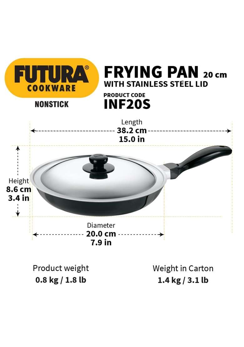 Hawkins Futura Nonstick Frying Pan | 20 cm | 7.9 Inch | Induction Compatible - Indya