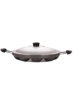NIRLON Non-Stick Aluminium Appam Patra paniyarakal 12 Cavity with 2 Side Handle
