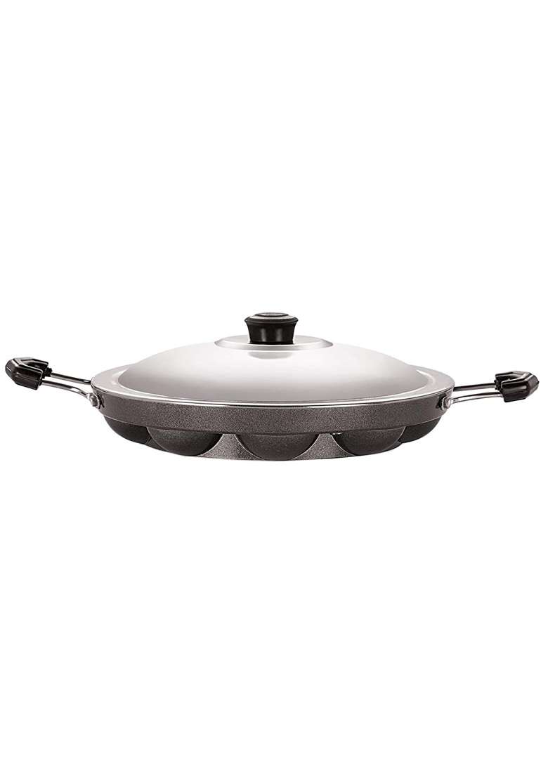 NIRLON Non-Stick Aluminium Appam Patra paniyarakal 12 Cavity with 2 Side Handle - Indya