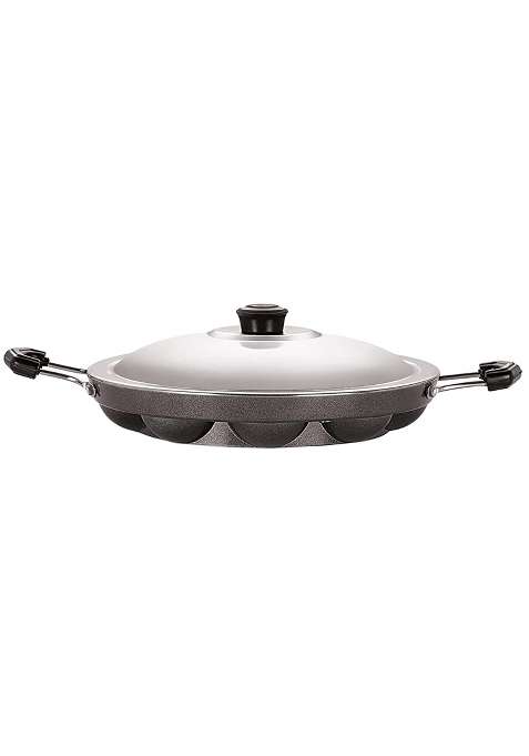 NIRLON Non-Stick Aluminium Appam Patra paniyarakal 12 Cavity with 2 Side Handle
