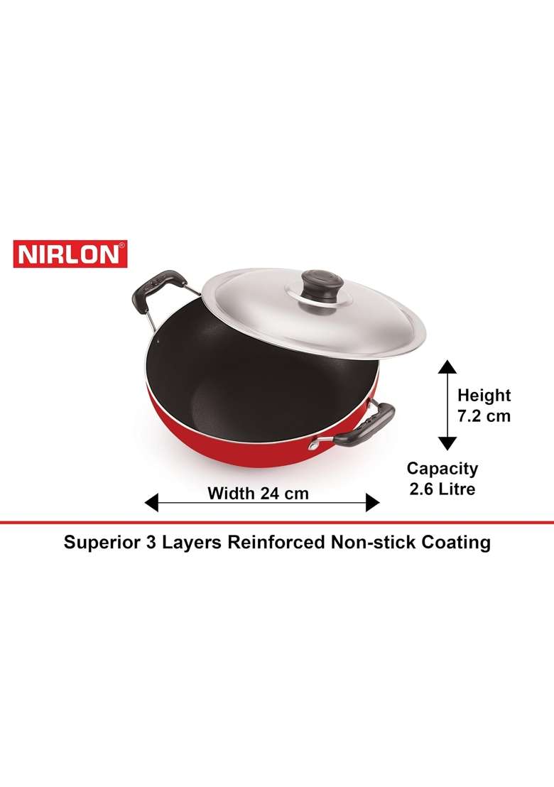 NIRLON Aluminium Cookware Set | 2.6 L | 2.7 Qt | With Lid - Indya