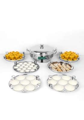 The Indus Valley Triply Stainless Steel Idli Maker Multi Kadai Wok | 5 L | 5.3 Qt | 27 cm | 10.6 Inch | Induction Compatible