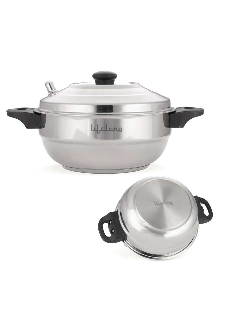 Lifelong Idli Cooker 3 Plate with Sandwich Bottom | Induction Compatible | Heavy Bottom - Indya