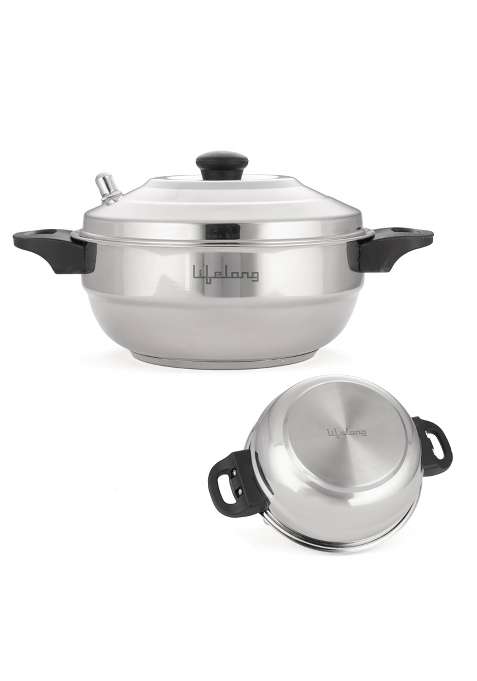 Lifelong Idli Cooker 3 Plate with Sandwich Bottom | Induction Compatible | Heavy Bottom
