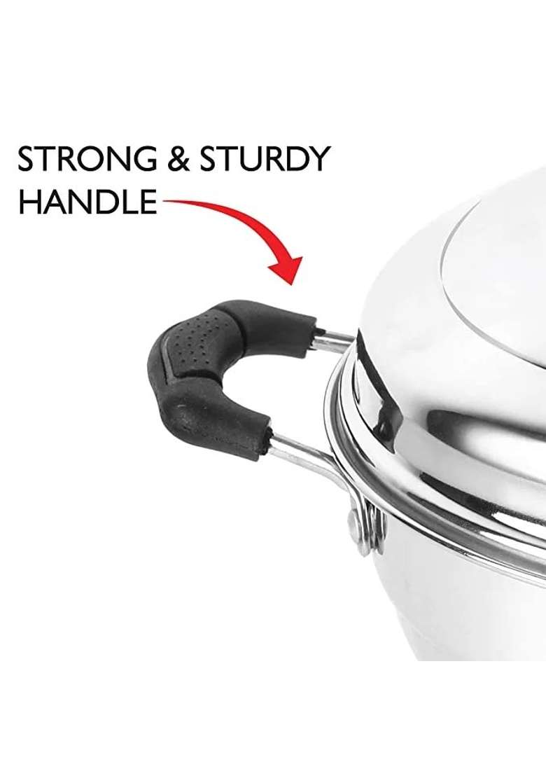 CELLO Stainless Steel Induction Base Idli Cooker and Multi Kadhai Wok | 5 L | 5.3 Qt | 6-Piece Set - Indya