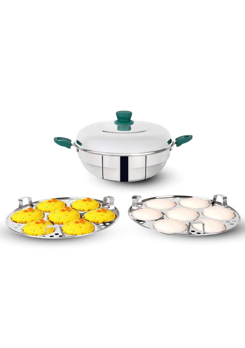 The Indus Valley Stainless Steel Idli Maker Pot | 4.5 L | 4.8 Qt | Induction Compatible | Non-Toxic | Non-Stick - Indya