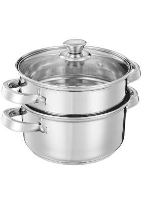 Solimo Amazon Brand Solimo Stainless Steel Steamer with Glass Lid | 4 L | 4.2 Qt | 22.4 cm | 8.8 Inch | Induction Compatible