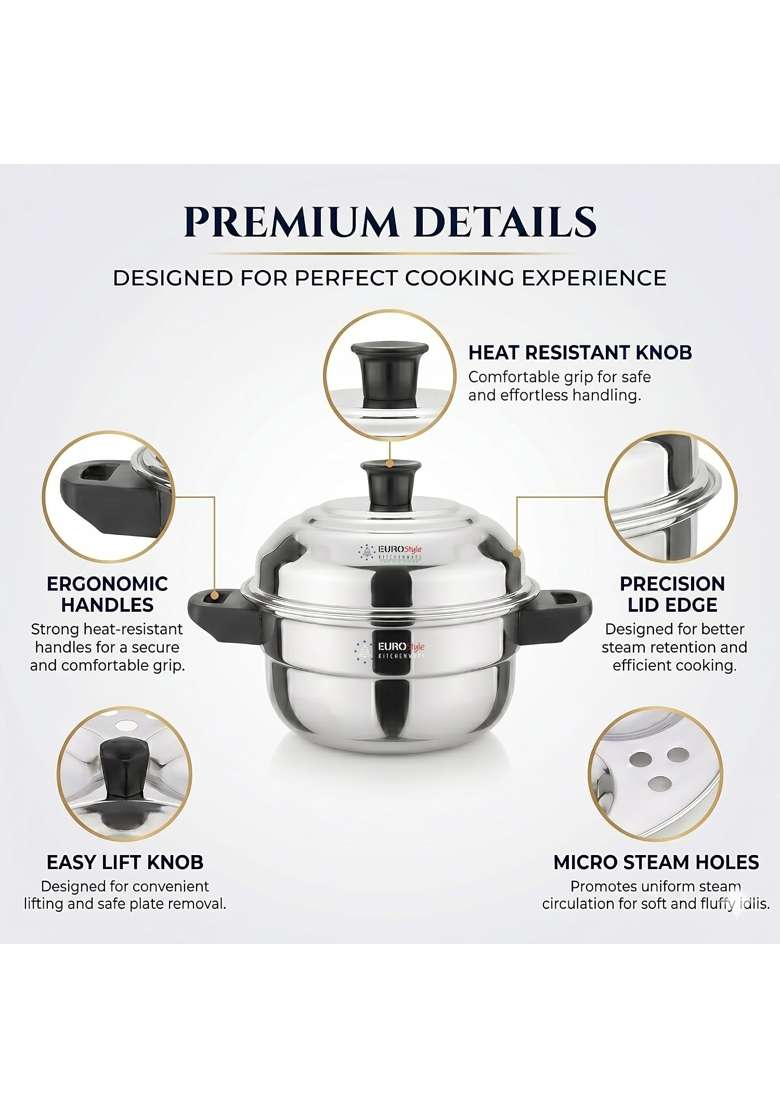 EURO style Eurostyle Premium Stainless Steel Idli | 1.5 L | 1.6 Qt - Indya