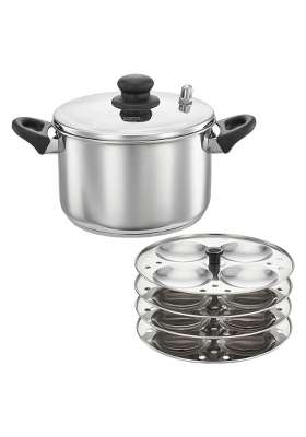 Solimo Amazon Brand Solimo Stainless Steel Idli Cooker | 3.5 L | 3.7 Qt | Induction Compatible | Dishwasher Safe | Food Safe