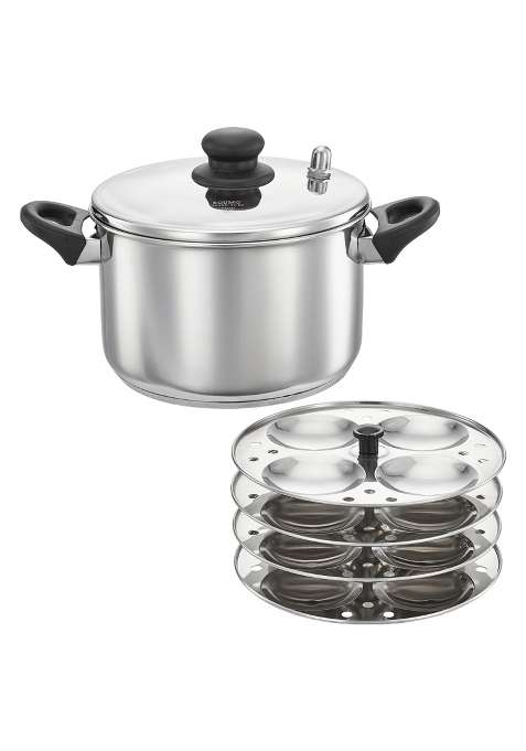 Solimo Amazon Brand Solimo Stainless Steel Idli Cooker | 3.5 L | 3.7 Qt | Induction Compatible | Dishwasher Safe | Food Safe