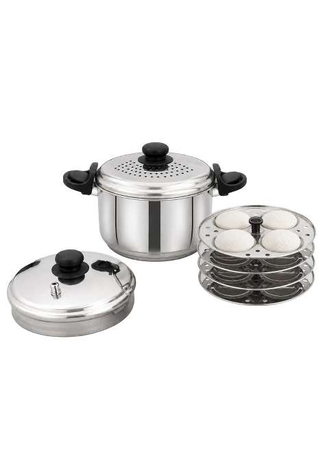 Solimo Amazon Brand Solimo Stainless Steel Idli Cooker | 3.5 L | 3.7 Qt | Induction Compatible | Dishwasher Safe | Food Safe | Rust Resistant