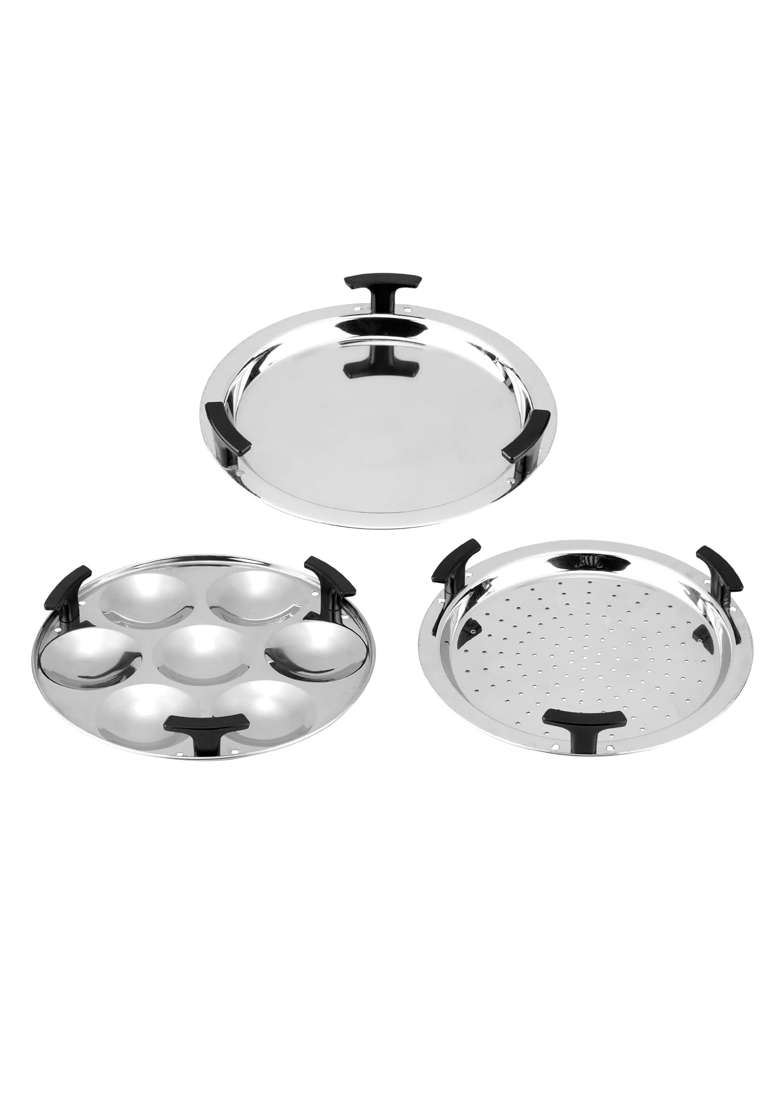 Vinod Platnium Triply Stainless Steel Multi Kadai Wok Idli Maker | 4 L | 4.2 Qt | 26 cm | 10.2 Inch | Induction Compatible - Indya