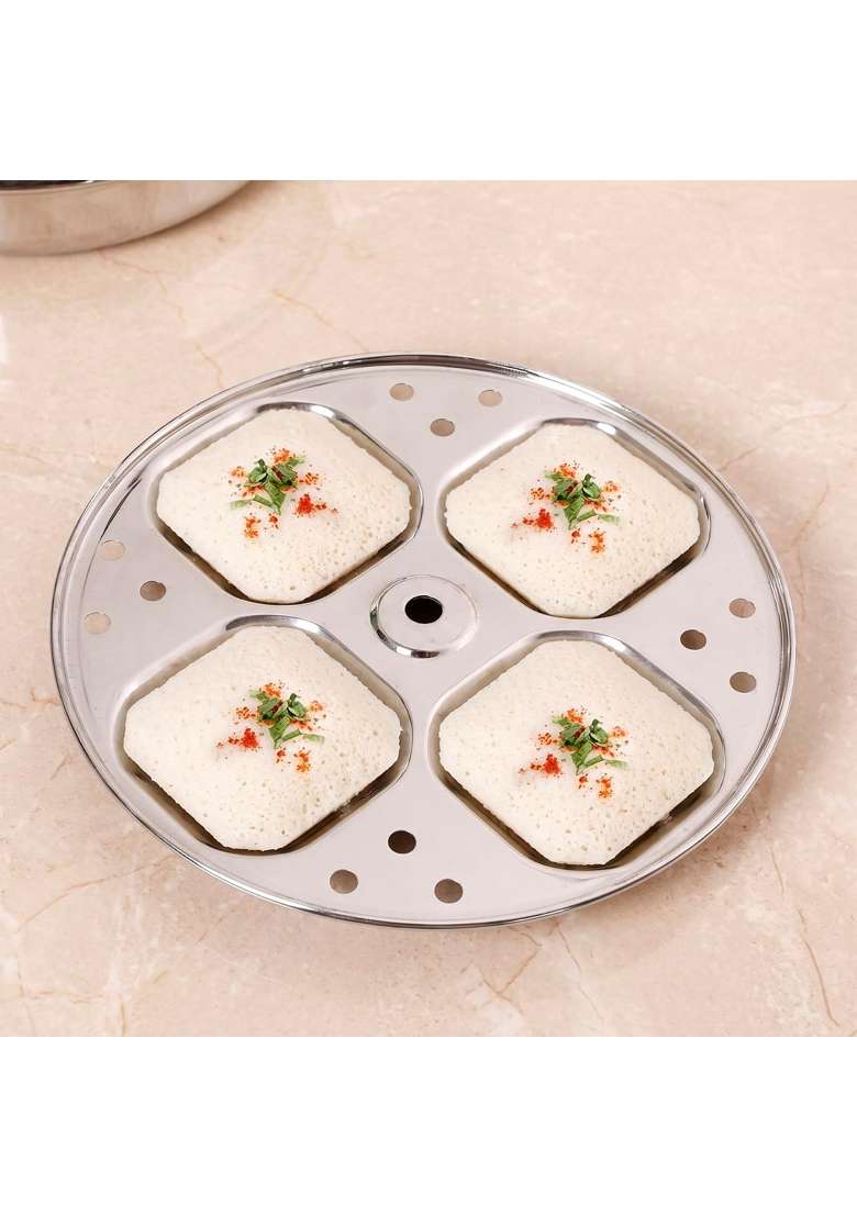 Nestasia Stainless Steel Idli Maker with Lid and 4 Plates | 4.5 L | 4.8 Qt | Induction Compatible - Indya