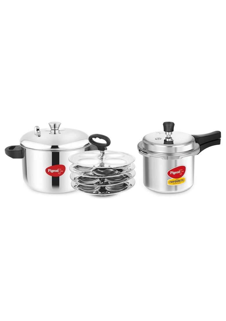Pigeon Stainless Steel Idly Maker 4 Plates Compatible with Induction and Gas Stove | 3 L | 3.2 Qt - Indya