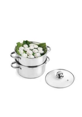 CELLO Steelox Stainless Steel Idli Steamer with Glass Lid | Induction Compatible | Food Safe
