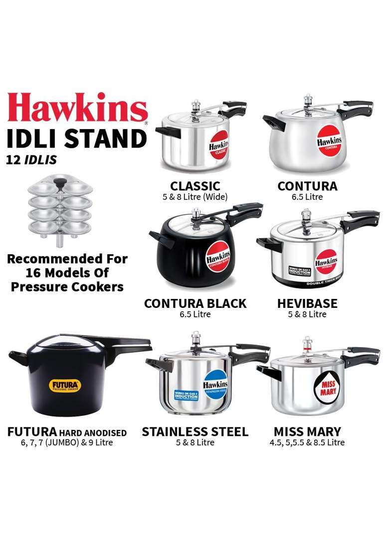 Hawkins Idli Stand 12 Idlis | 5 L | 5.3 Qt - Indya