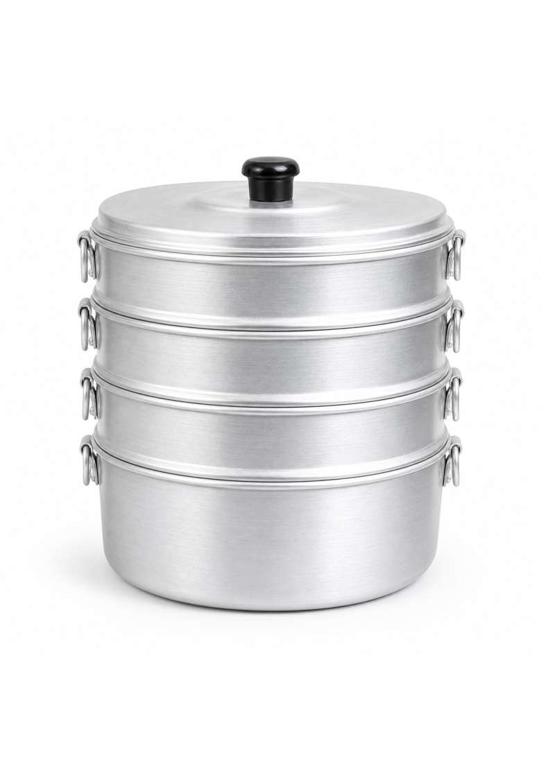 KC Aluminium Momos Steamer 4 Tier with Capacity and Diameter | 5 L | 5.3 Qt | 8 Inch - Indya