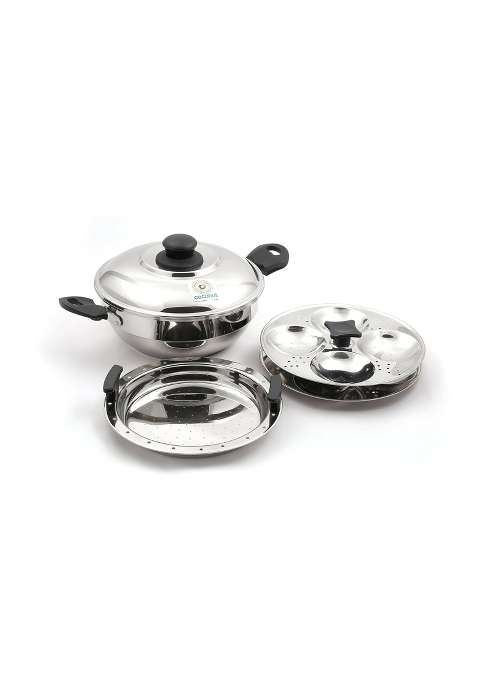 coconut Stainless Steel Idli Steamer 8 Idli with SS Lid | 2.5 L | 2.6 Qt | Induction Compatible