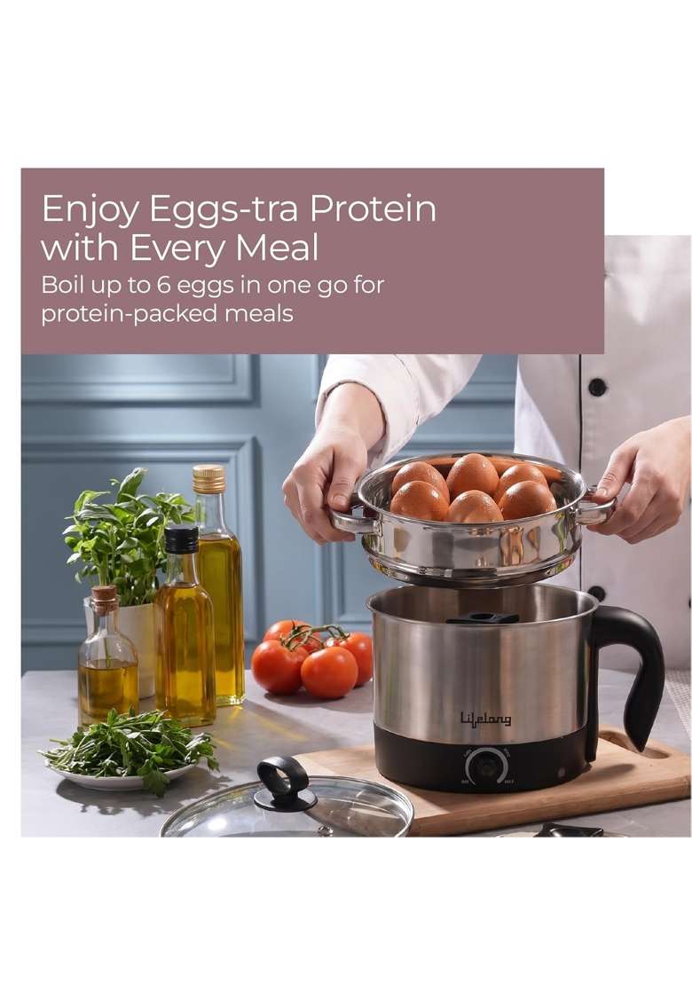 Lifelong Stainless Steel Multi Kettle with 3 Idli Plates | 1.5 L | 1.6 Qt - Indya