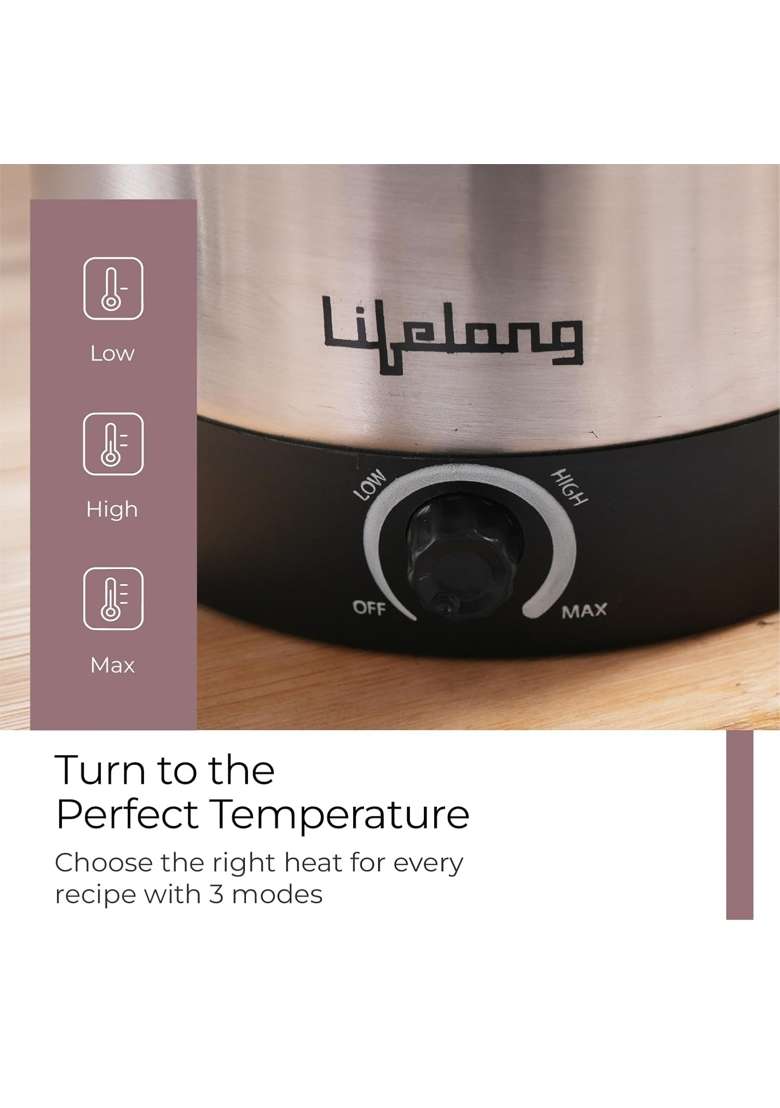 Lifelong Stainless Steel Multi Kettle with 3 Idli Plates | 1.5 L | 1.6 Qt - Indya