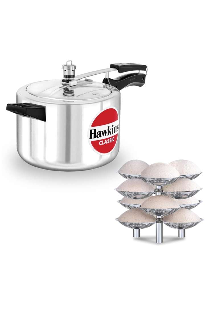 Hawkins Classic Pressure Cooker with Idli Stand | 5 L | 5.3 Qt - Indya