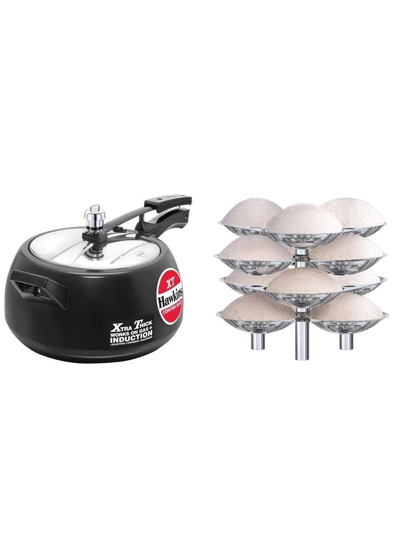 Hawkins Contura Black Xt Induction Compatible Aluminium Inner Lid Pressure Cooker | 5 L | 5.3 Qt - Indya