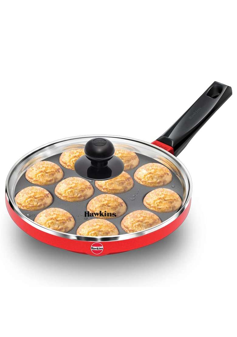 Hawkins Nonstick Appe Pan Ebelskiver-Style Pan with Glass Lid | 5 L | 5.3 Qt | 22 cm | 8.7 Inch - Indya