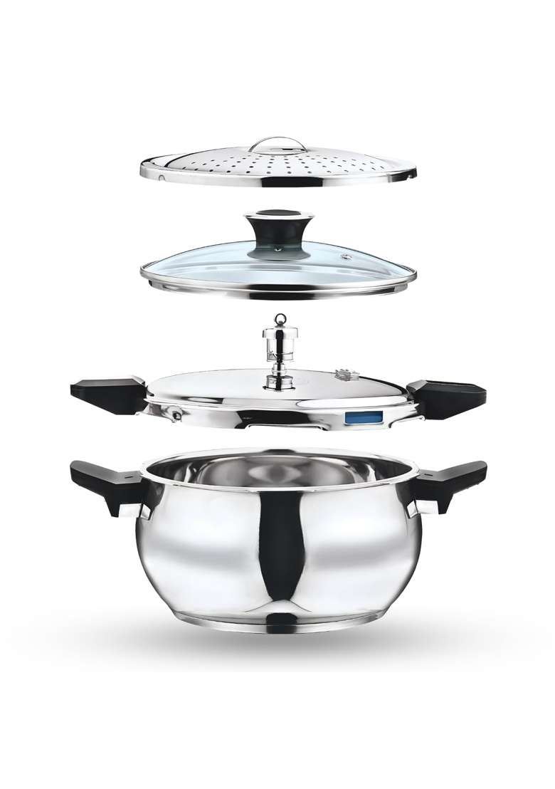 Vinod Magic Stainless Steel -1 Pressure Cooker | 5.5 L | 5.8 Qt | Induction Compatible - Indya