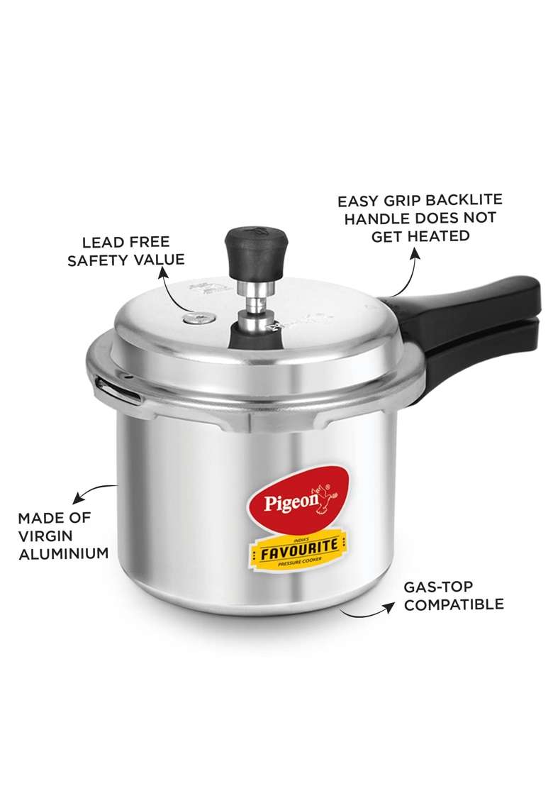 Pigeon By Stovekraft Favourite Outer Lid Non Induction Aluminium Pressure Cooker | 3 L | 3.2 Qt - Indya